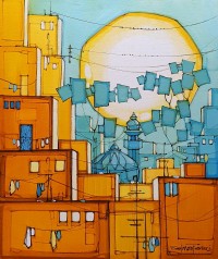Salman Farooqi, 24 x 30 Inch, Acrylic on Canvas, Cityscape Painting, AC-SF-376